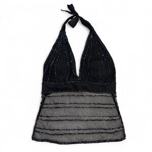 Vintage Black beaded halter top